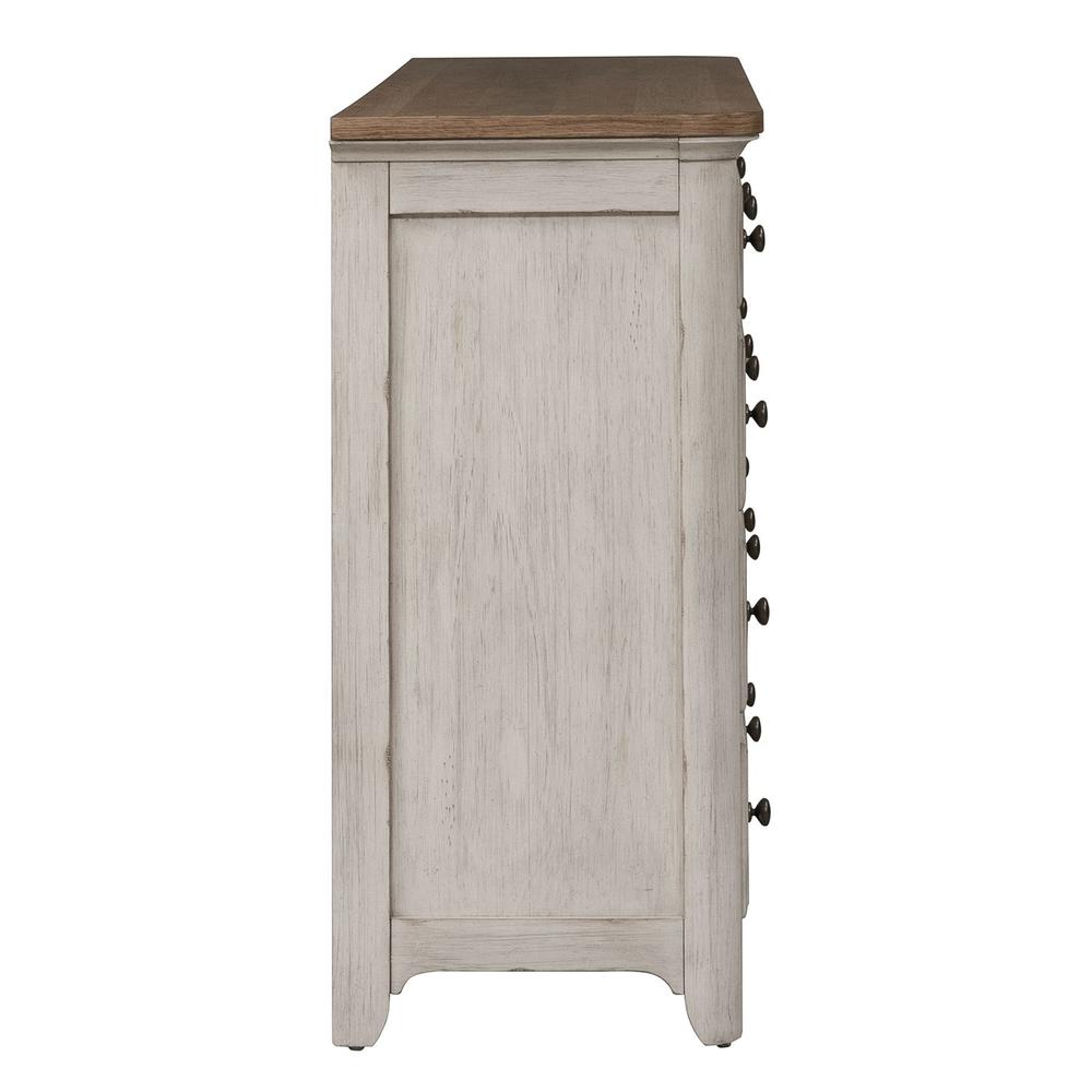 Farmhouse Reimagined 8 Drawer Dresser in Antique White w/ Chestnut Top