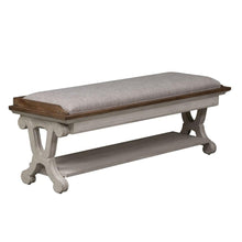 Farmhouse Reimagined Bed Bench in Antique White w/ Chestnut Top