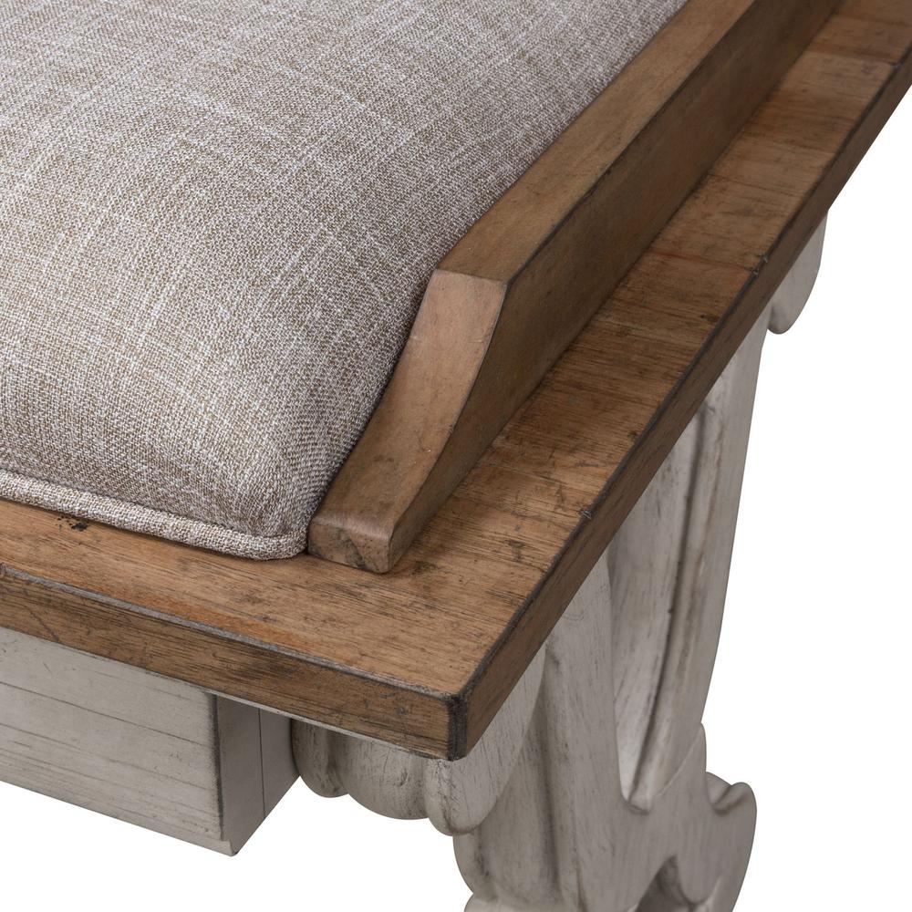 Farmhouse Reimagined Bed Bench in Antique White w/ Chestnut Top