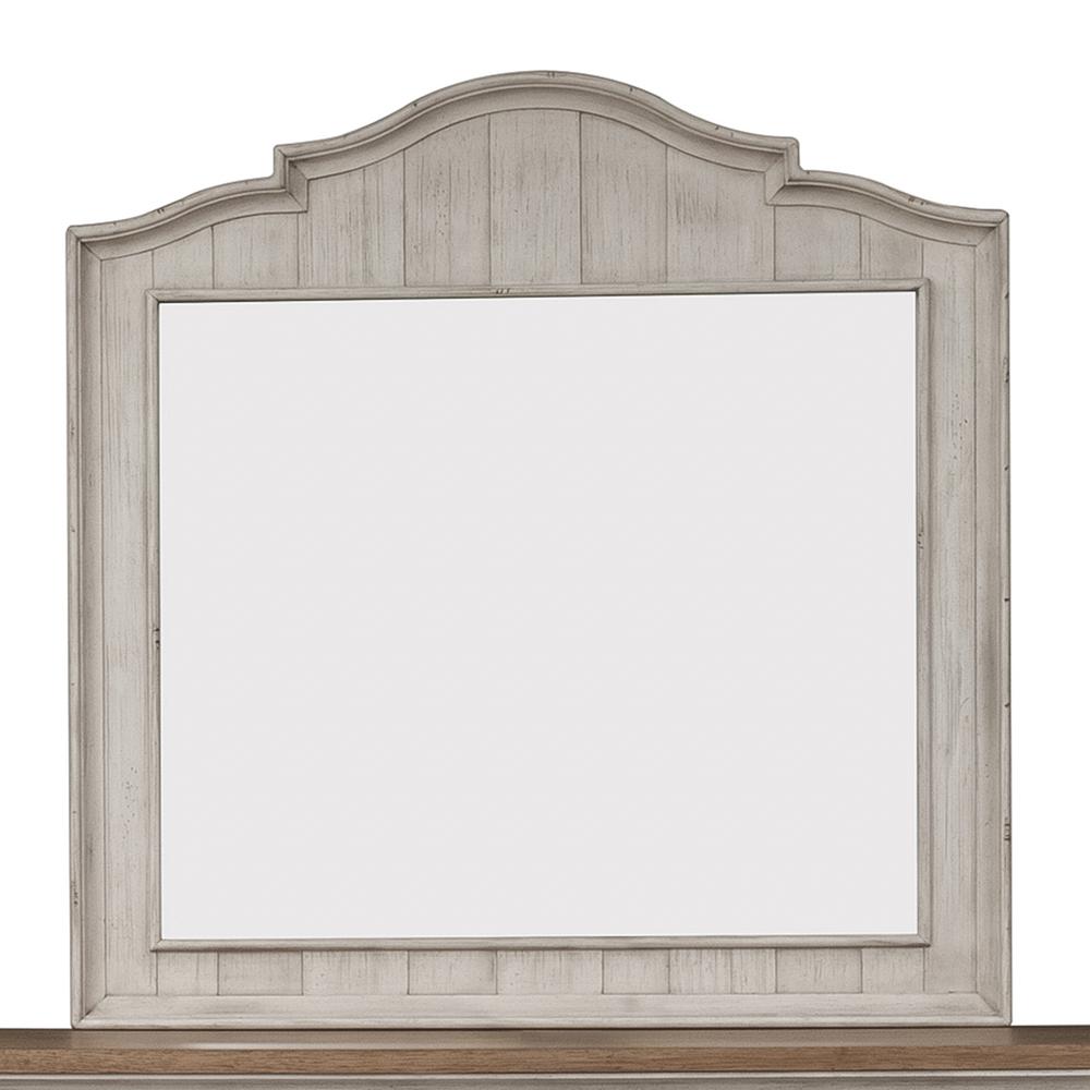 Farmhouse Reimagined Mirror in Antique White w/ Chestnut Top
