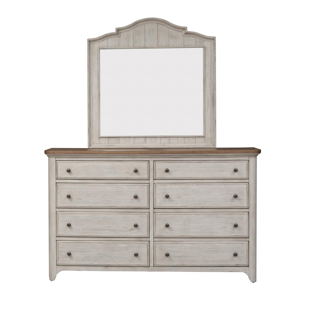 Farmhouse Reimagined Mirror in Antique White w/ Chestnut Top