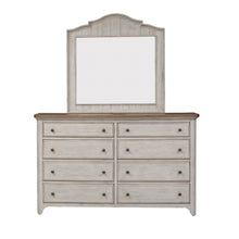 Farmhouse Reimagined Mirror in Antique White w/ Chestnut Top