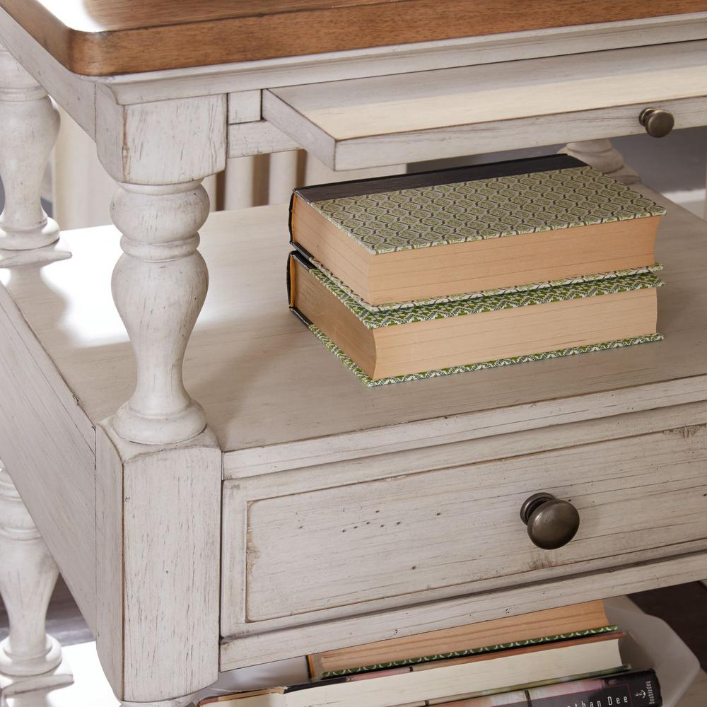 Farmhouse Reimagined 1 Drawer Night Stand in Antique White w/ Chestnut Top