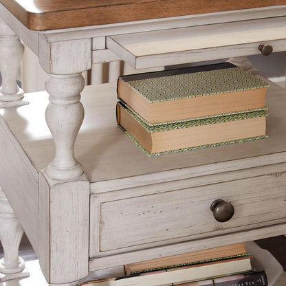 Farmhouse Reimagined 1 Drawer Night Stand in Antique White w/ Chestnut Top