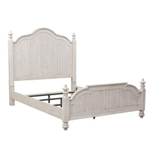 Farmhouse Reimagined King Poster Bed in Antique White w/ Chestnut Top