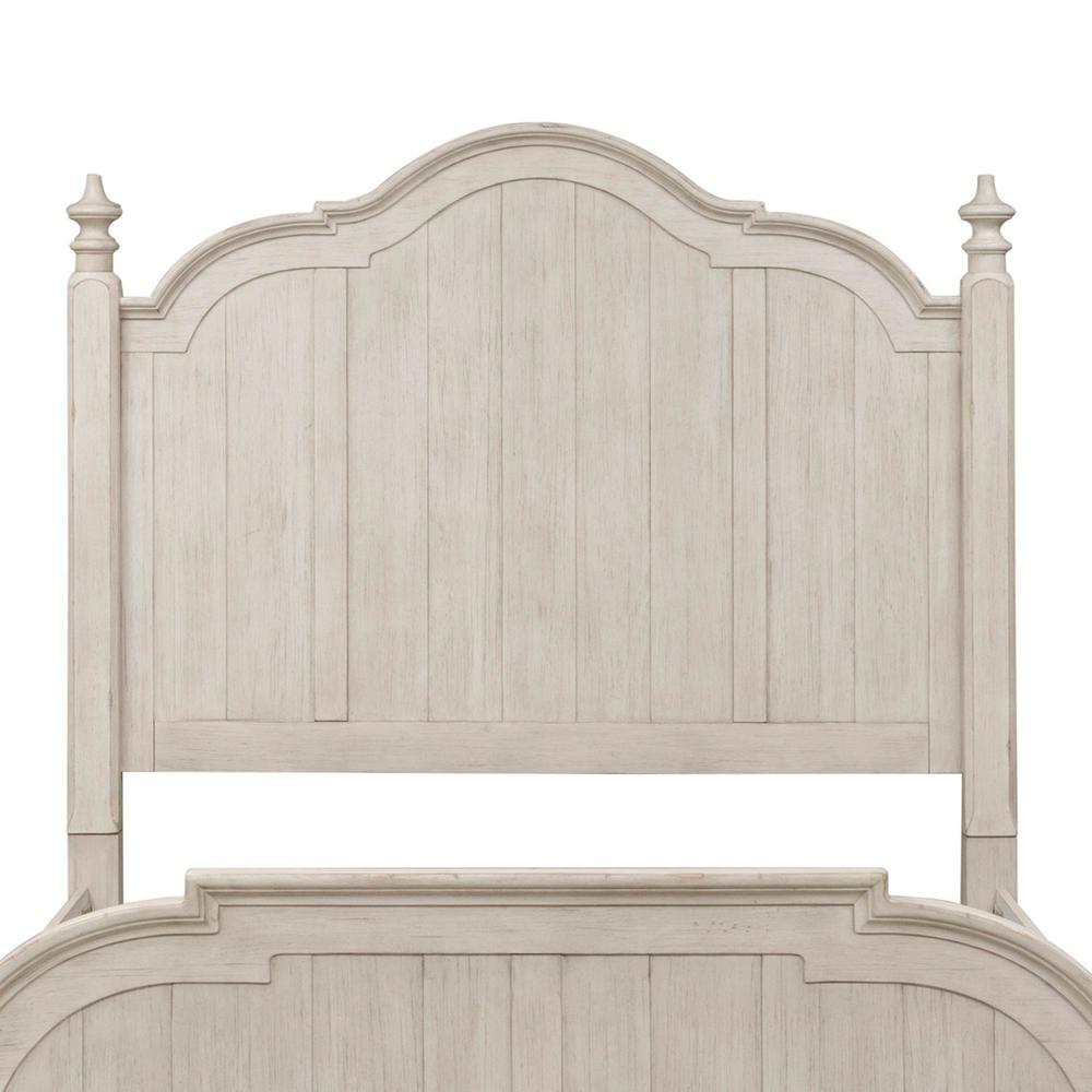 Farmhouse Reimagined King Poster Bed in Antique White w/ Chestnut Top