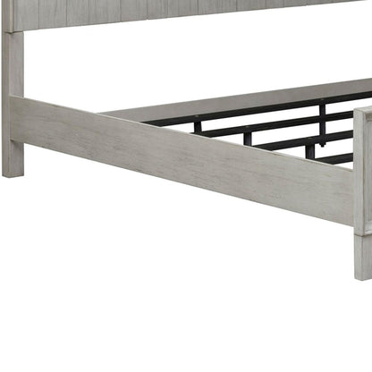 Farmhouse Reimagined King Poster Bed in Antique White w/ Chestnut Top