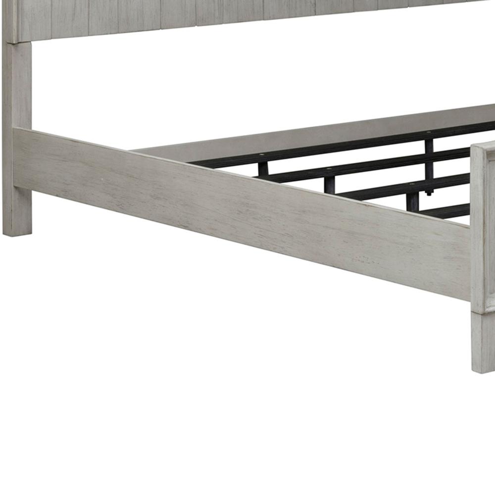Farmhouse Reimagined King Poster Bed in Antique White w/ Chestnut Top