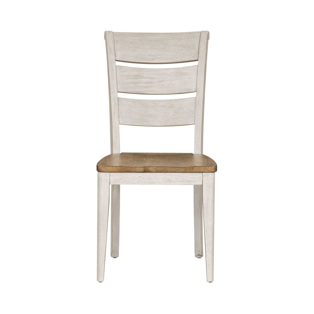 Reimagined Ladder Back Side Chairs - Set of 2 - Antique White, Chestnut Tops