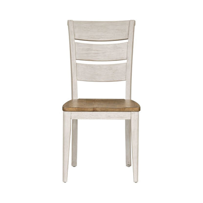Reimagined Ladder Back Side Chairs - Set of 2 - Antique White, Chestnut Tops