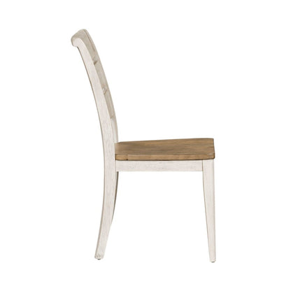 Reimagined Ladder Back Side Chairs - Set of 2 - Antique White, Chestnut Tops