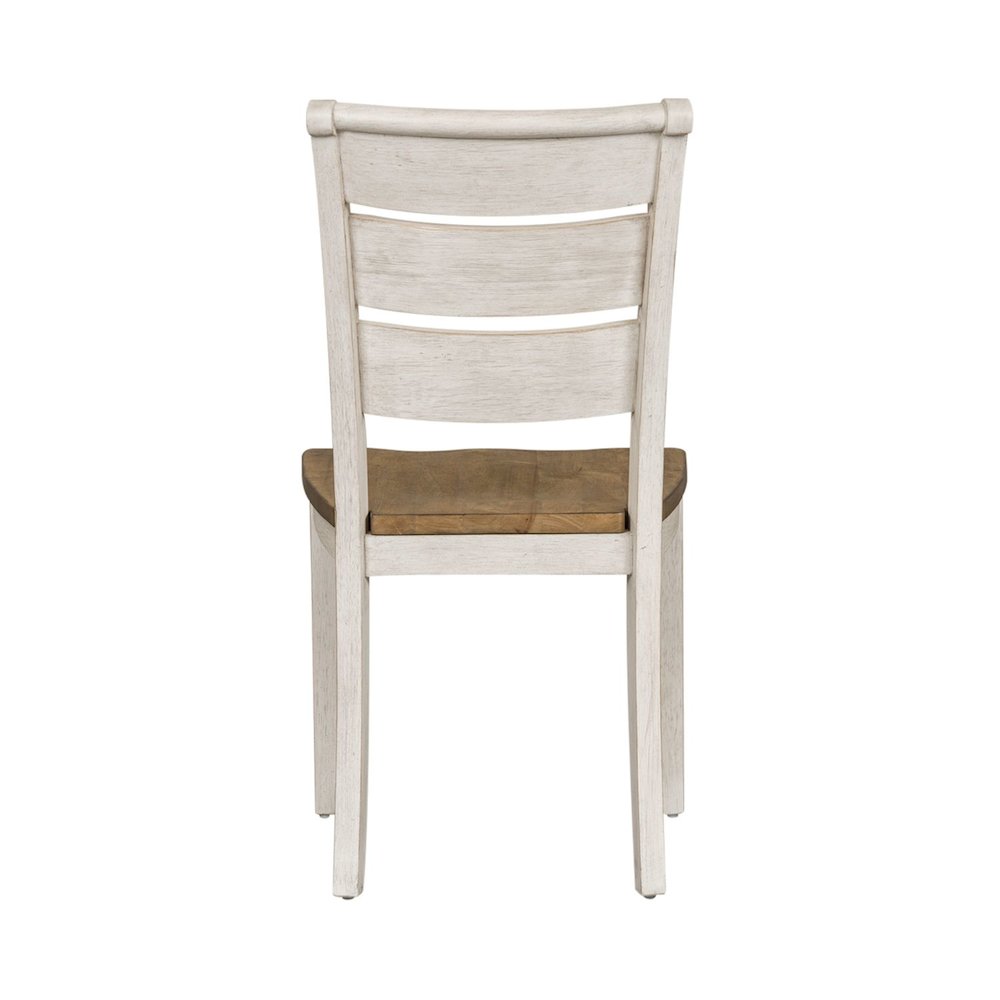 Reimagined Ladder Back Side Chairs - Set of 2 - Antique White, Chestnut Tops