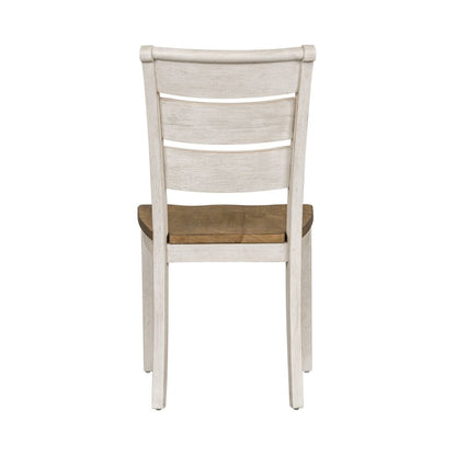 Reimagined Ladder Back Side Chairs - Set of 2 - Antique White, Chestnut Tops