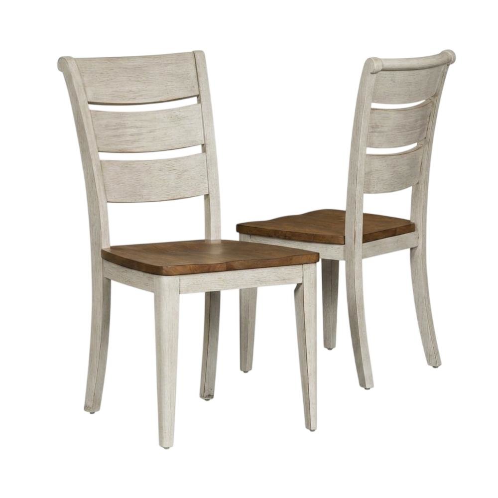 Solid Wood Ladder Back Farmhouse Dining Chairs, White, Set of 2