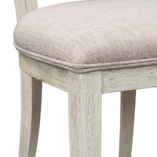 Solid Wood Splat Back Farmhouse Dining Chair with Linen Blend Seat, White