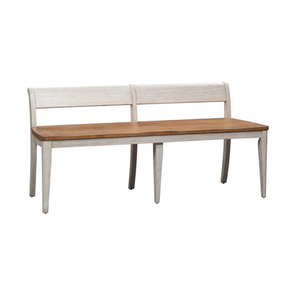 Farmhouse Reimagined Bench (RTA) in Antique White w/ Chestnut Top