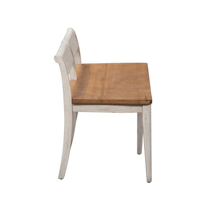 Farmhouse Reimagined Bench (RTA) in Antique White w/ Chestnut Top