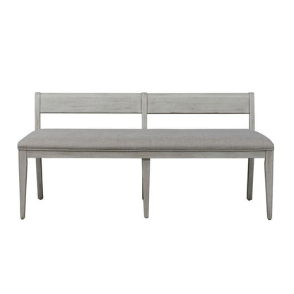 Farmhouse Reimagined Upholstered Bench (RTA) in Antique White w/ Chestnut Top