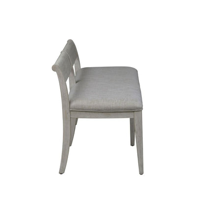 Farmhouse Reimagined Upholstered Bench (RTA) in Antique White w/ Chestnut Top