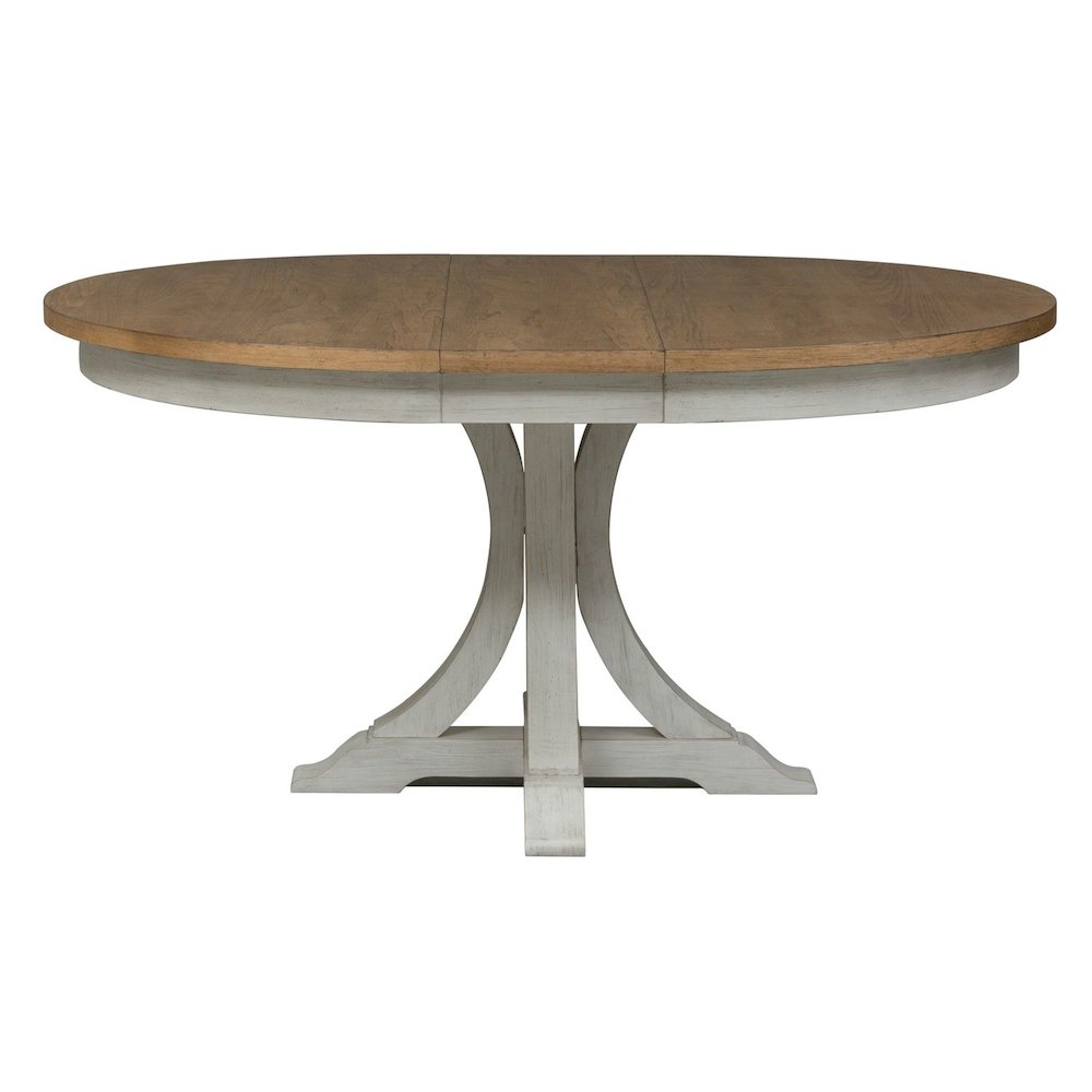 Reimagined 5 Piece Pedestal Table Set - 4 Splat Back Chairs, 12" Table Leaf