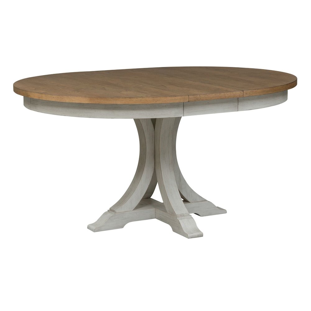 Reimagined 5 Piece Pedestal Table Set - 4 Splat Back Chairs, 12" Table Leaf
