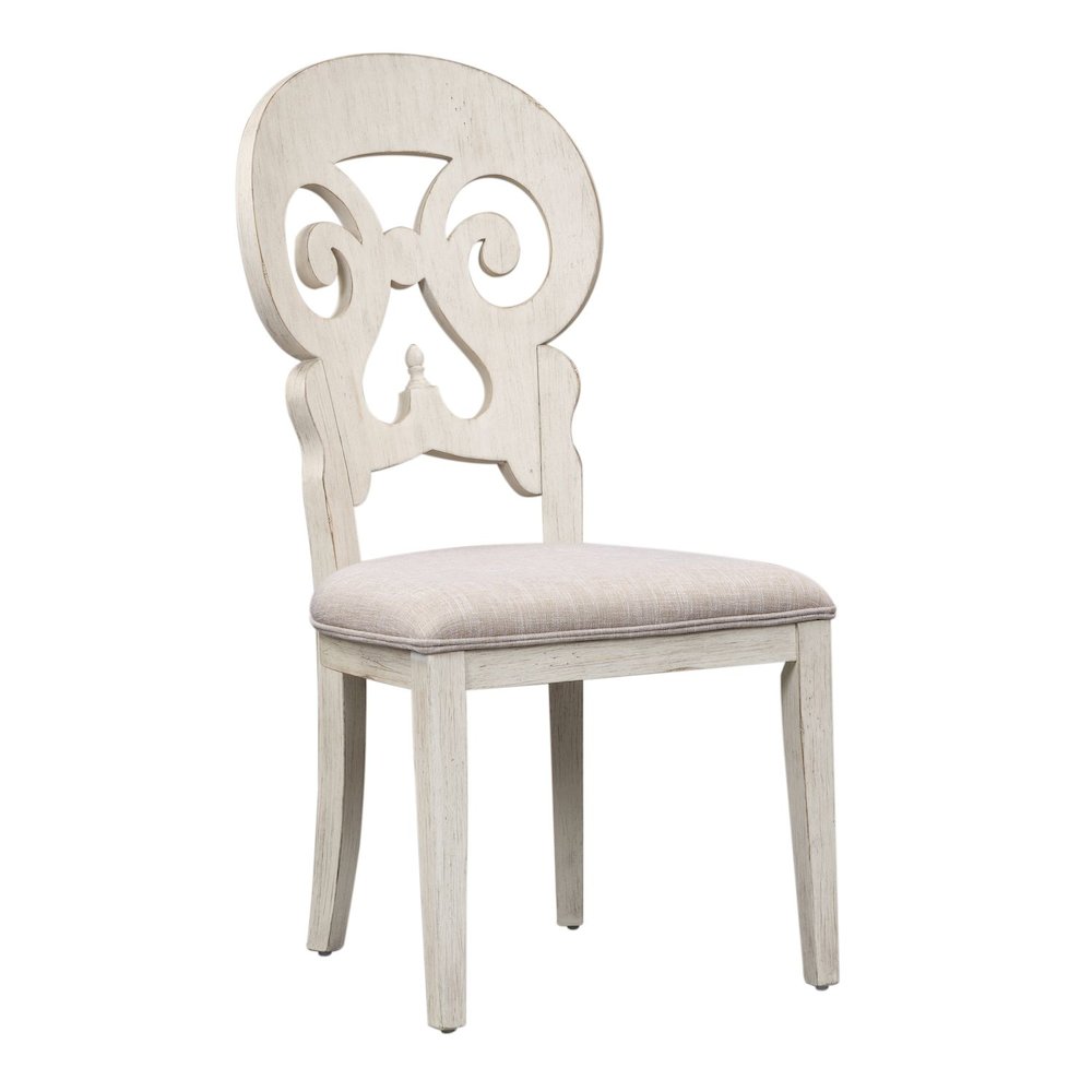 Reimagined 5 Piece Pedestal Table Set - 4 Splat Back Chairs, 12" Table Leaf