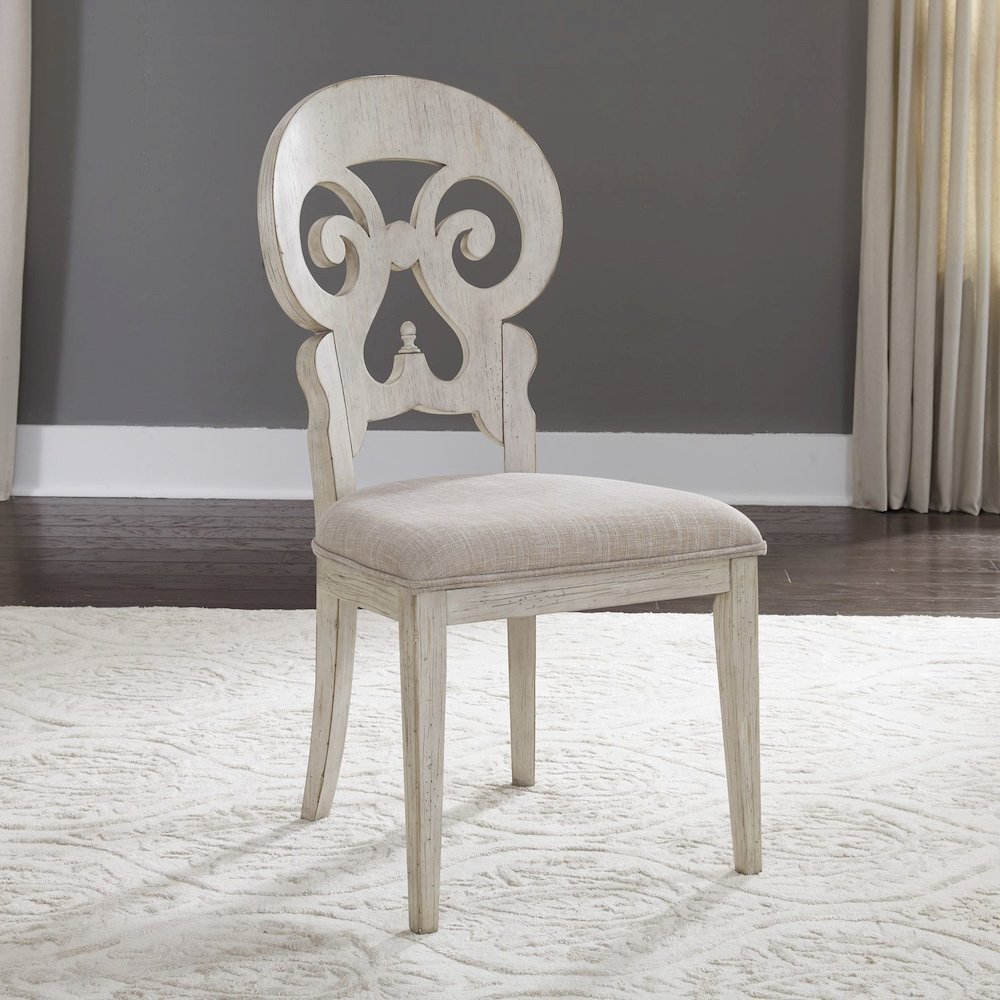 Reimagined 5 Piece Pedestal Table Set - 4 Splat Back Chairs, 12" Table Leaf