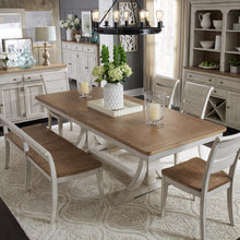Farmhouse Reimagined 6 Piece Trestle Set in Antique White w/ Chestnut Top