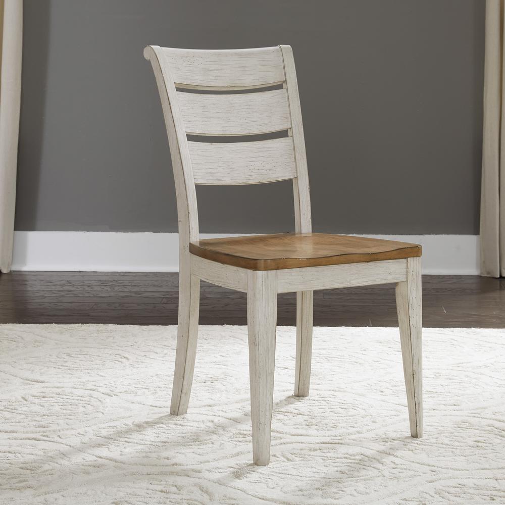 Farmhouse Reimagined 6 Piece Trestle Set in Antique White w/ Chestnut Top