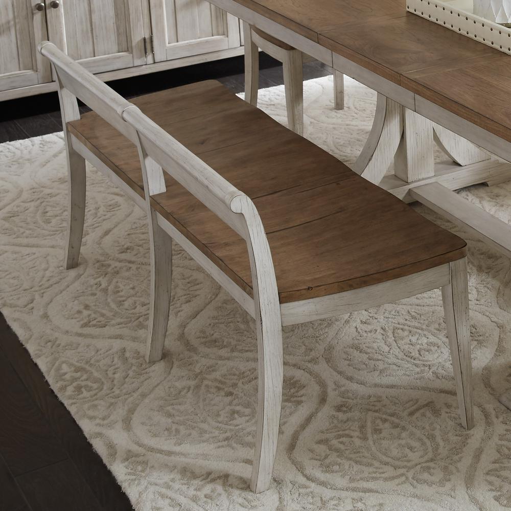 Farmhouse Reimagined 6 Piece Trestle Set in Antique White w/ Chestnut Top