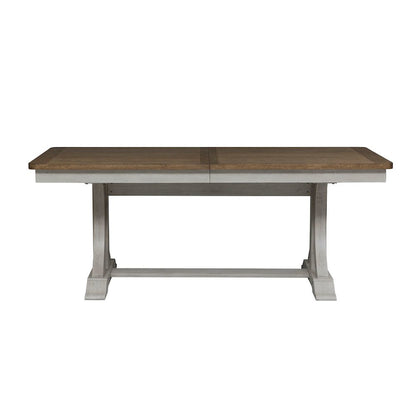 Reimagined Opt 5 Piece Trestle Table Set - 4 Ladder Back Chairs, 18" Leaf