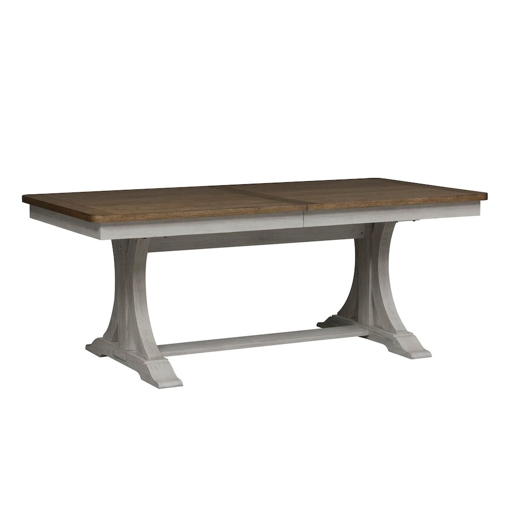 Reimagined Opt 5 Piece Trestle Table Set - 4 Ladder Back Chairs, 18" Leaf