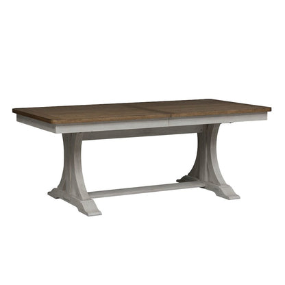 Reimagined Opt 5 Piece Trestle Table Set - 4 Ladder Back Chairs, 18" Leaf