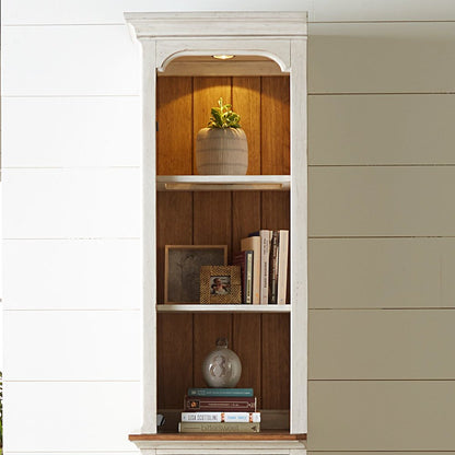 Reimagined Entertainment Center with Piers - Antique White with Chestnut Tops