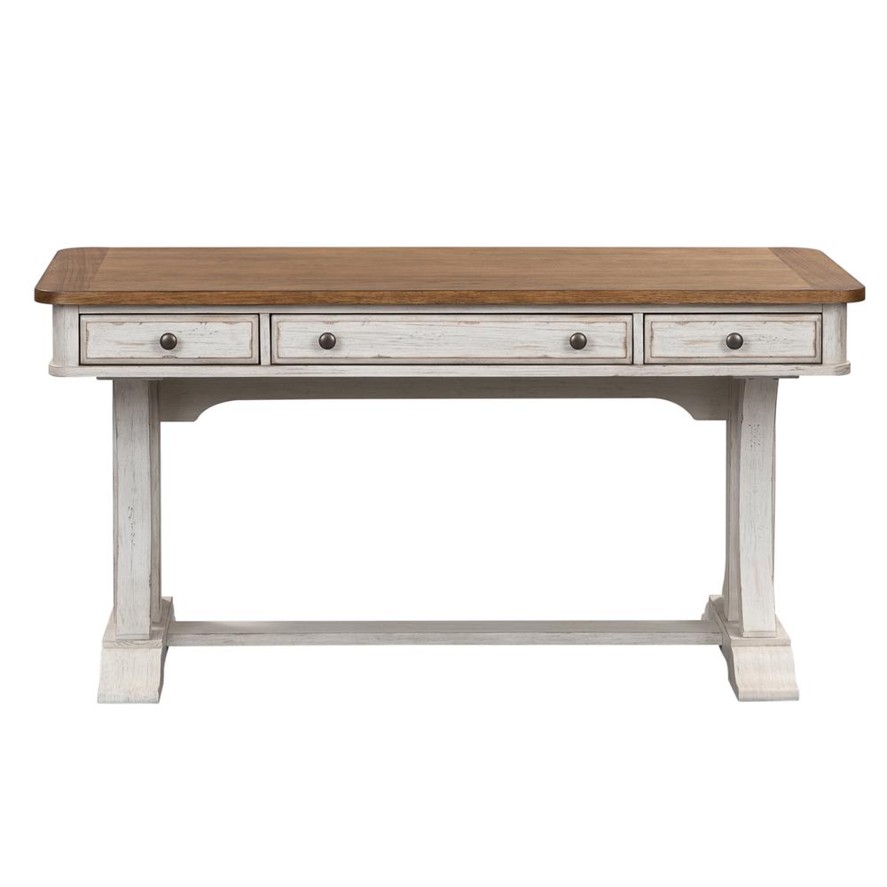 Farmhouse Reimagined Writing Desk in Antique White w/ Chestnut Top