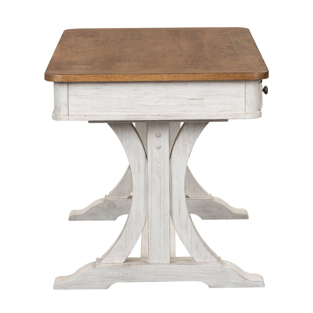 Farmhouse Reimagined Writing Desk in Antique White w/ Chestnut Top