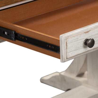 Farmhouse Reimagined Writing Desk in Antique White w/ Chestnut Top
