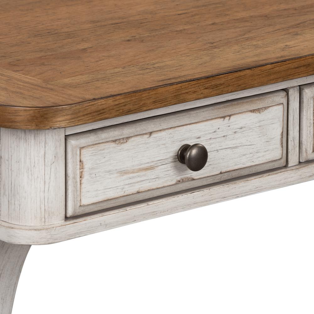 Farmhouse Reimagined Writing Desk in Antique White w/ Chestnut Top