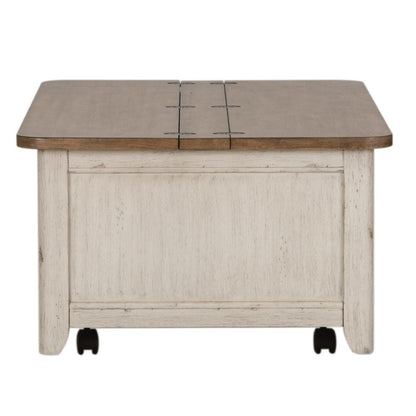 Farmhouse Reimagined Storage Trunk in Antique White w/ Chestnut Top