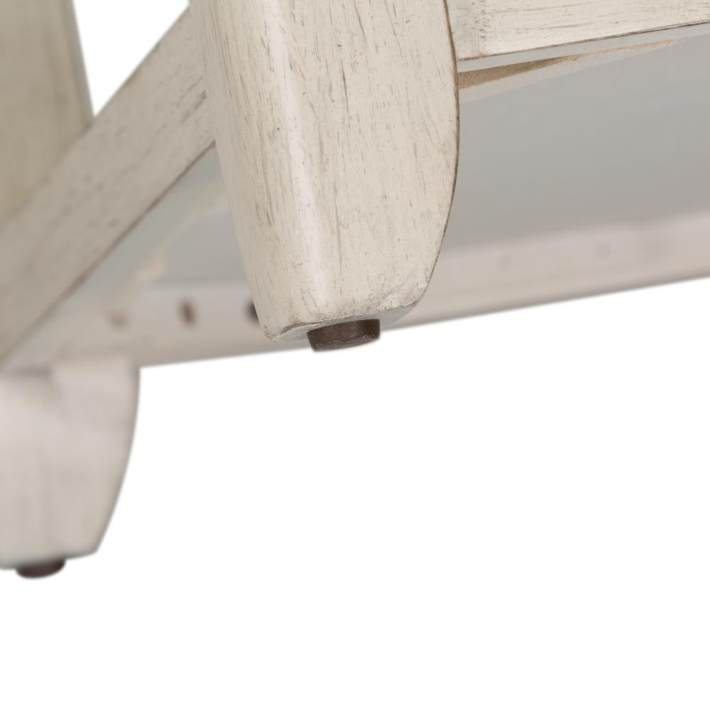 Farmhouse Reimagined End Table with Basket in Antique White w/ Chestnut Top