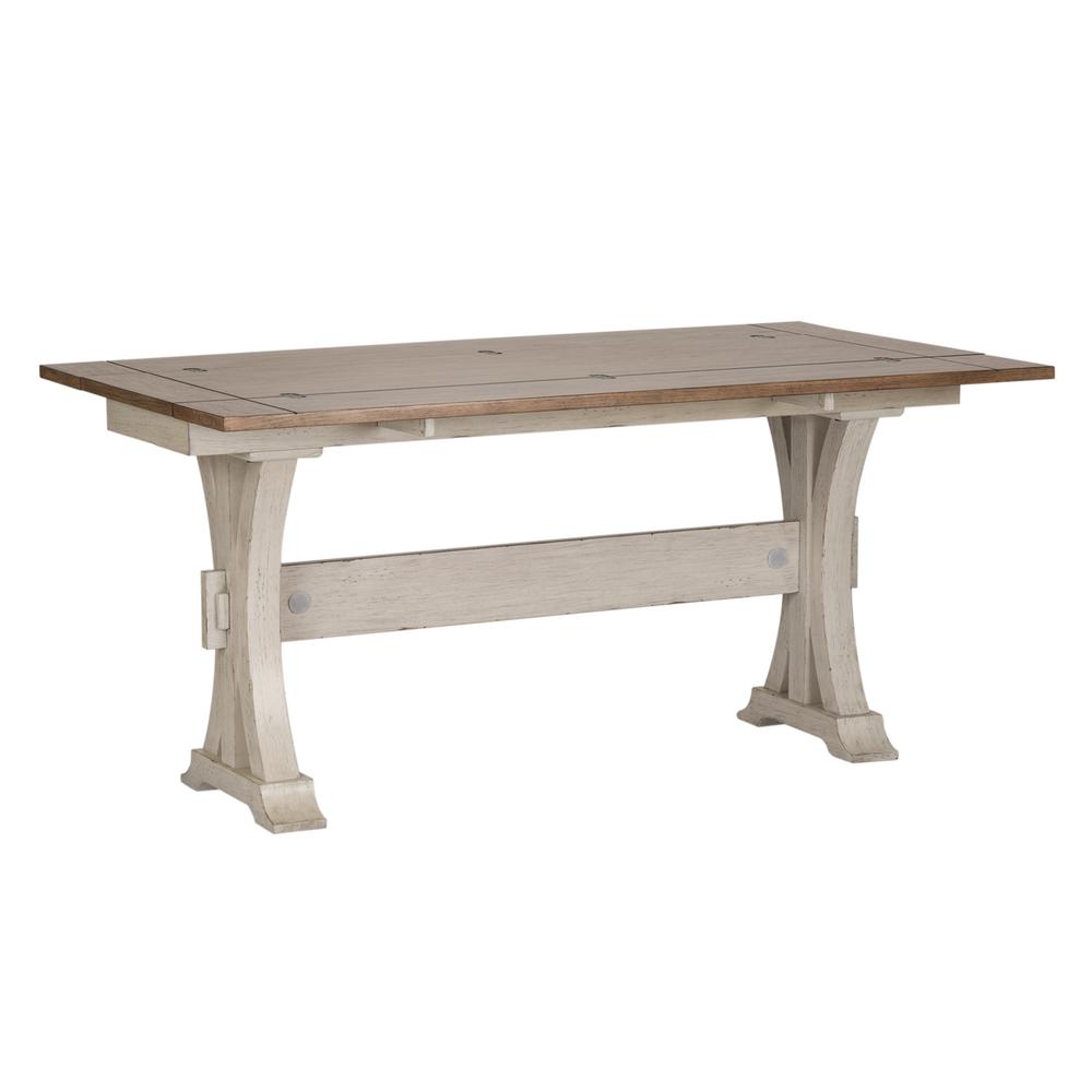 Farmhouse Reimagined Flip Lid Sofa Table in Antique White w/ Chestnut Top