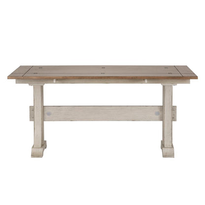 Farmhouse Reimagined Flip Lid Sofa Table in Antique White w/ Chestnut Top