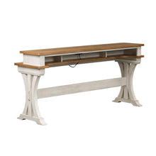 Farmhouse Reimagined Console Bar Table in Antique White w/ Chestnut Top