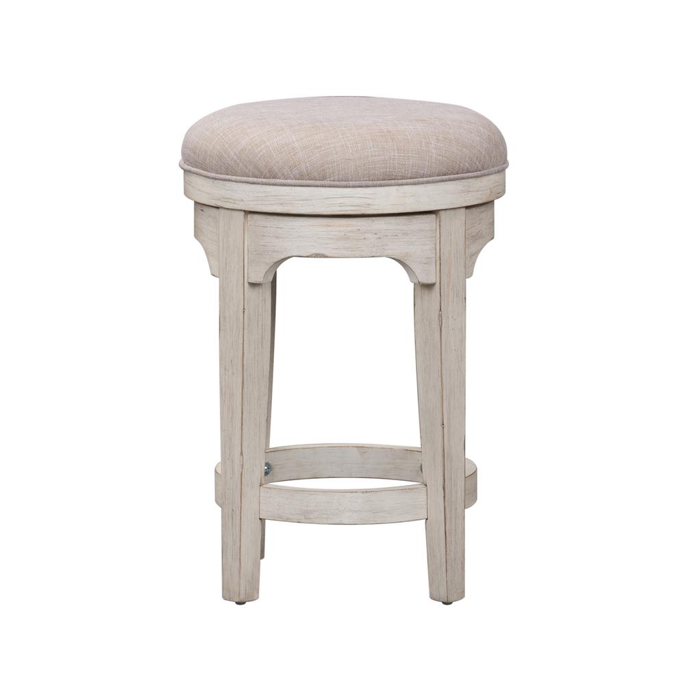 Farmhouse Reimagined Console Swivel Stool in Antique White w/ Chestnut Top