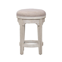 Farmhouse Reimagined Console Swivel Stool in Antique White w/ Chestnut Top