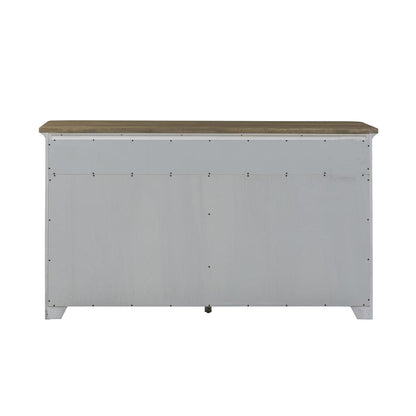 Farmhouse Reimagined Server in Antique White w/ Chestnut Top
