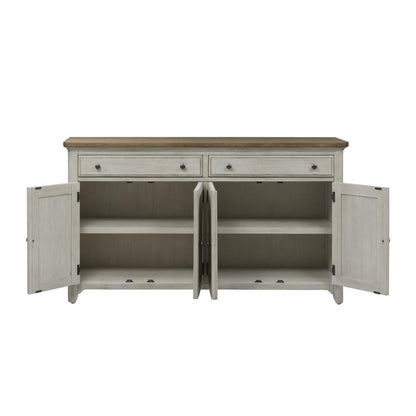 Farmhouse Reimagined Server in Antique White w/ Chestnut Top