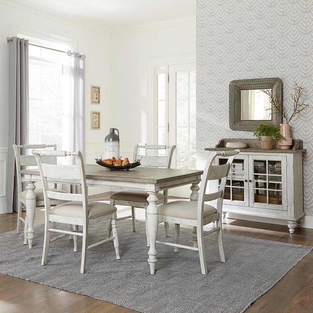 Whitney 5 Piece Rectangular Table Set in Antique Linen w/ Weathered Gray