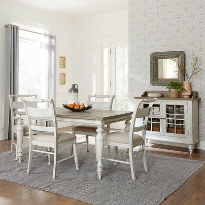 Whitney 5 Piece Rectangular Table Set in Antique Linen w/ Weathered Gray