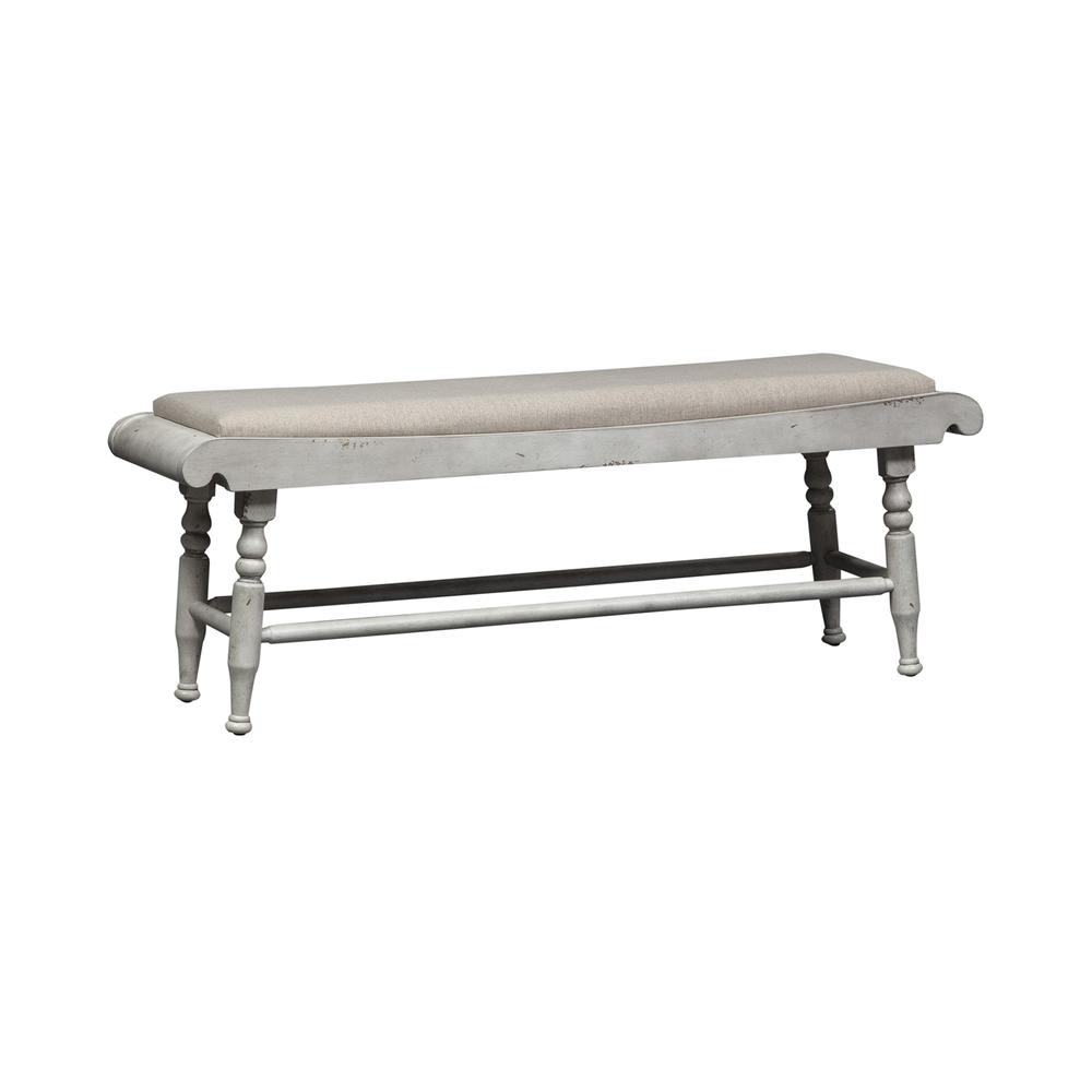 Whitney 6 Piece Trestle Table Set - Antique Linen w/ Weathered Gray